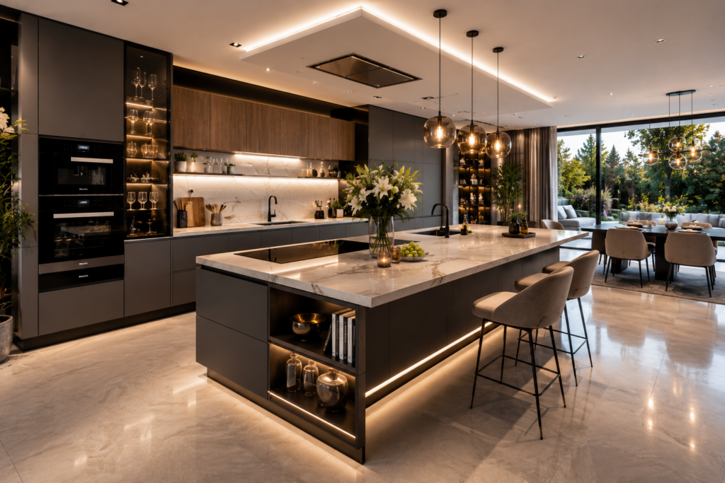 Luxury Modular Kitchen Designers in HUDA Layout