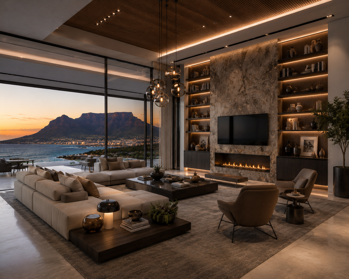 Luxury Living Room Interiors in Sonthalia Fortune Sky Villas