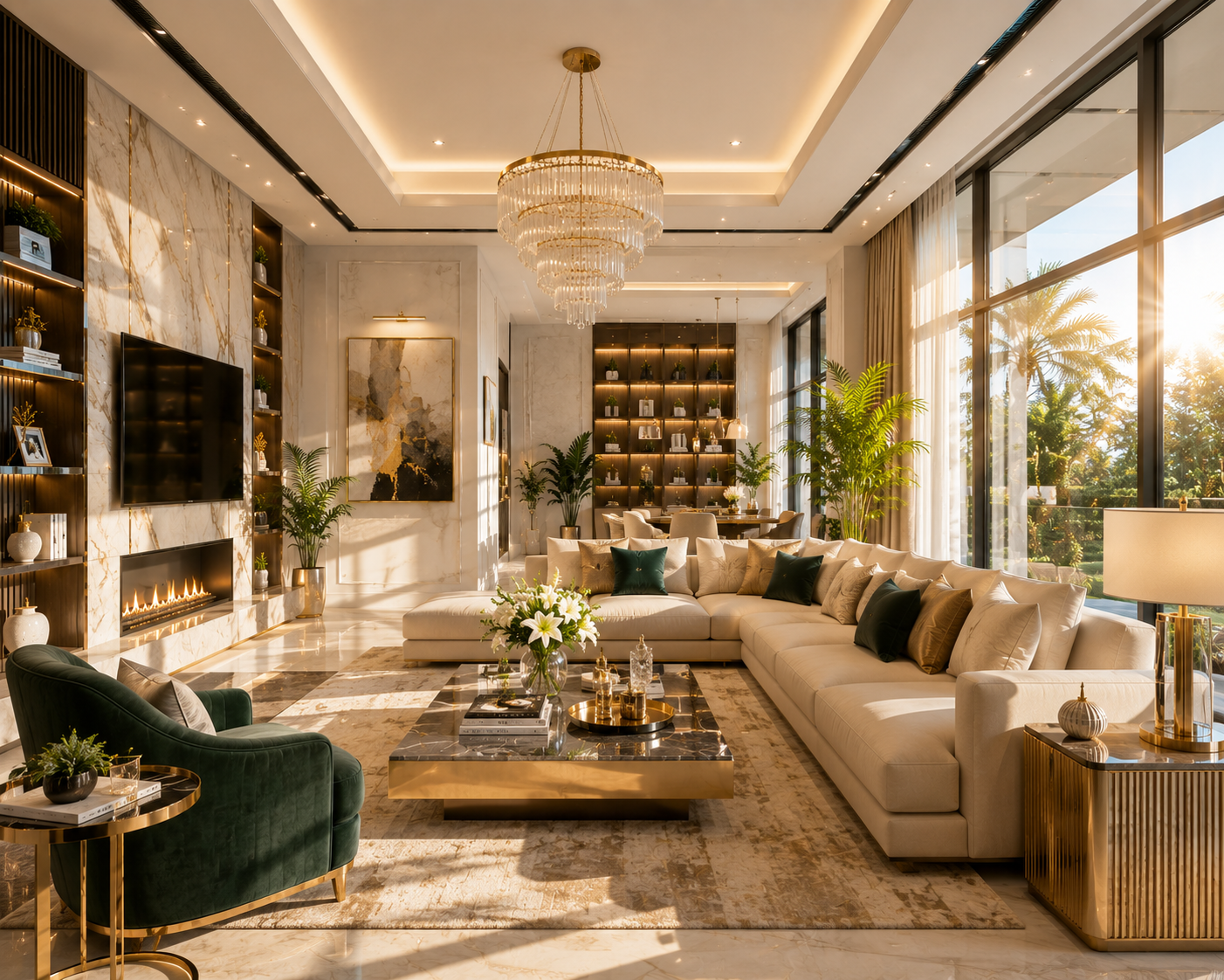 Luxury Living Room Interiors in Aliens Space Station