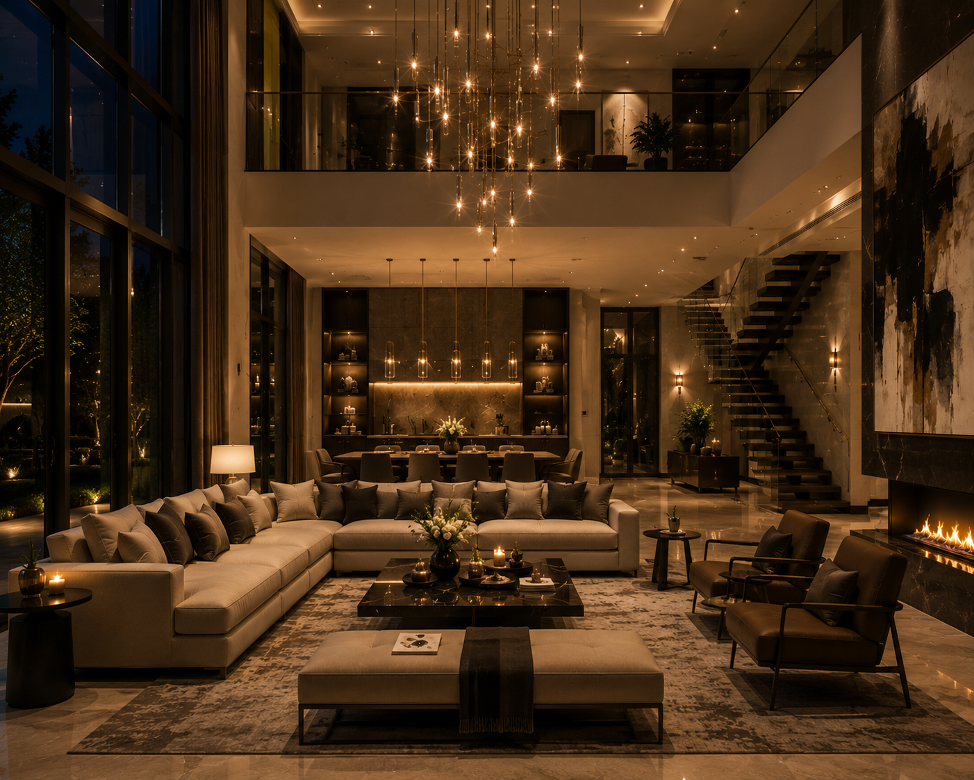 Luxury Living Room Interiors in Brigade Gateway