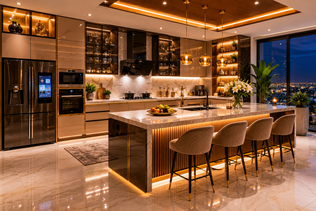 Luxury Modular Kitchen Designers in Ramky One Symphony