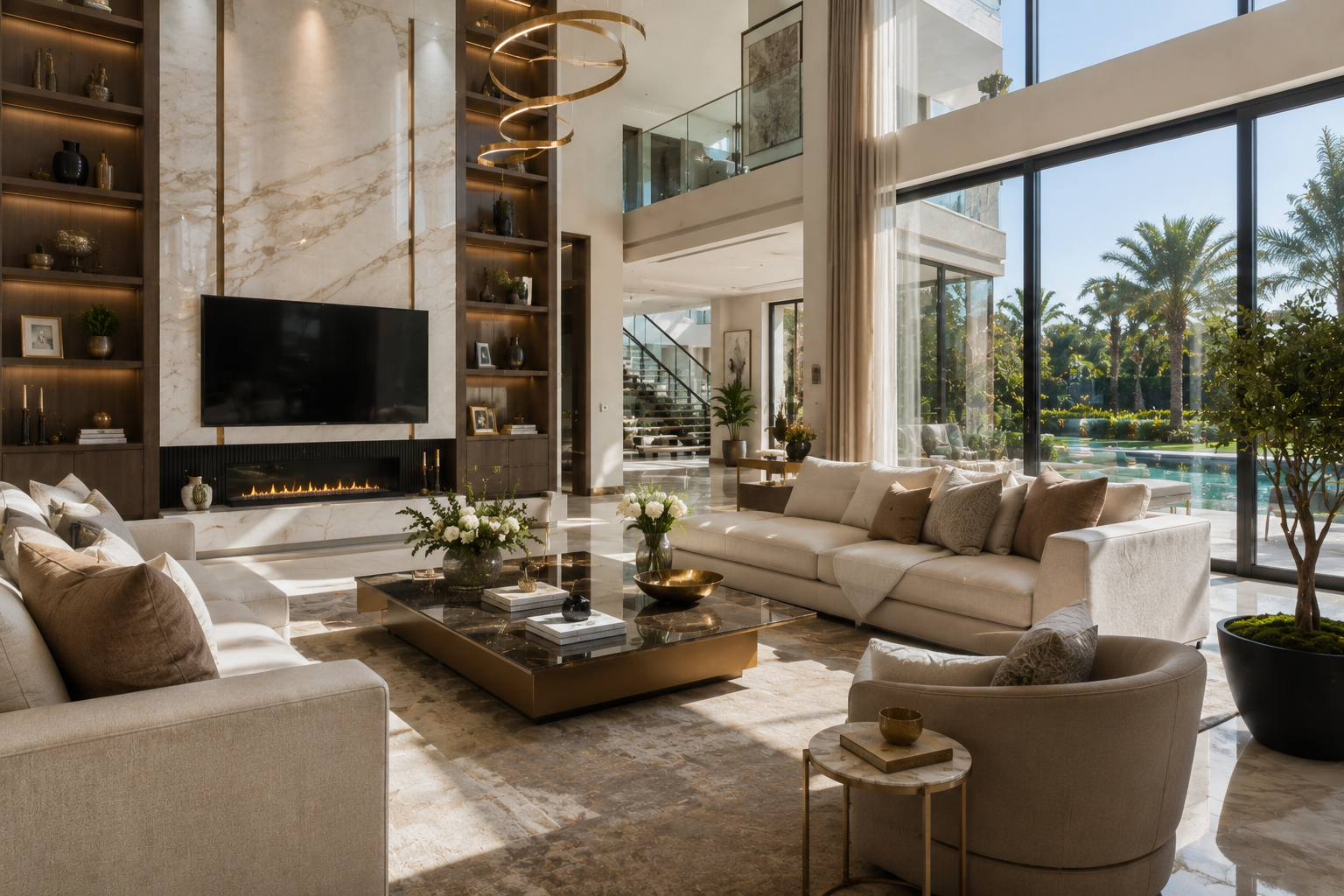 Luxury Living Room Interiors in Ramky One Symphony