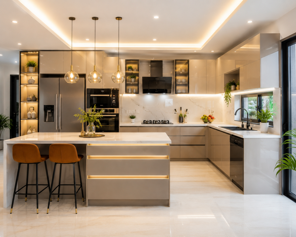 Luxury Modular Kitchen Designers in Ramky One Harmony