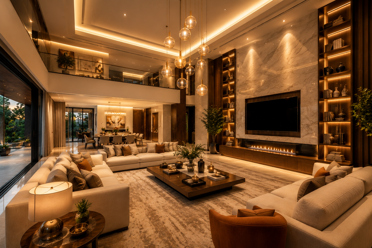 Luxury Living Room Interiors in Vamsiram Manhattan
