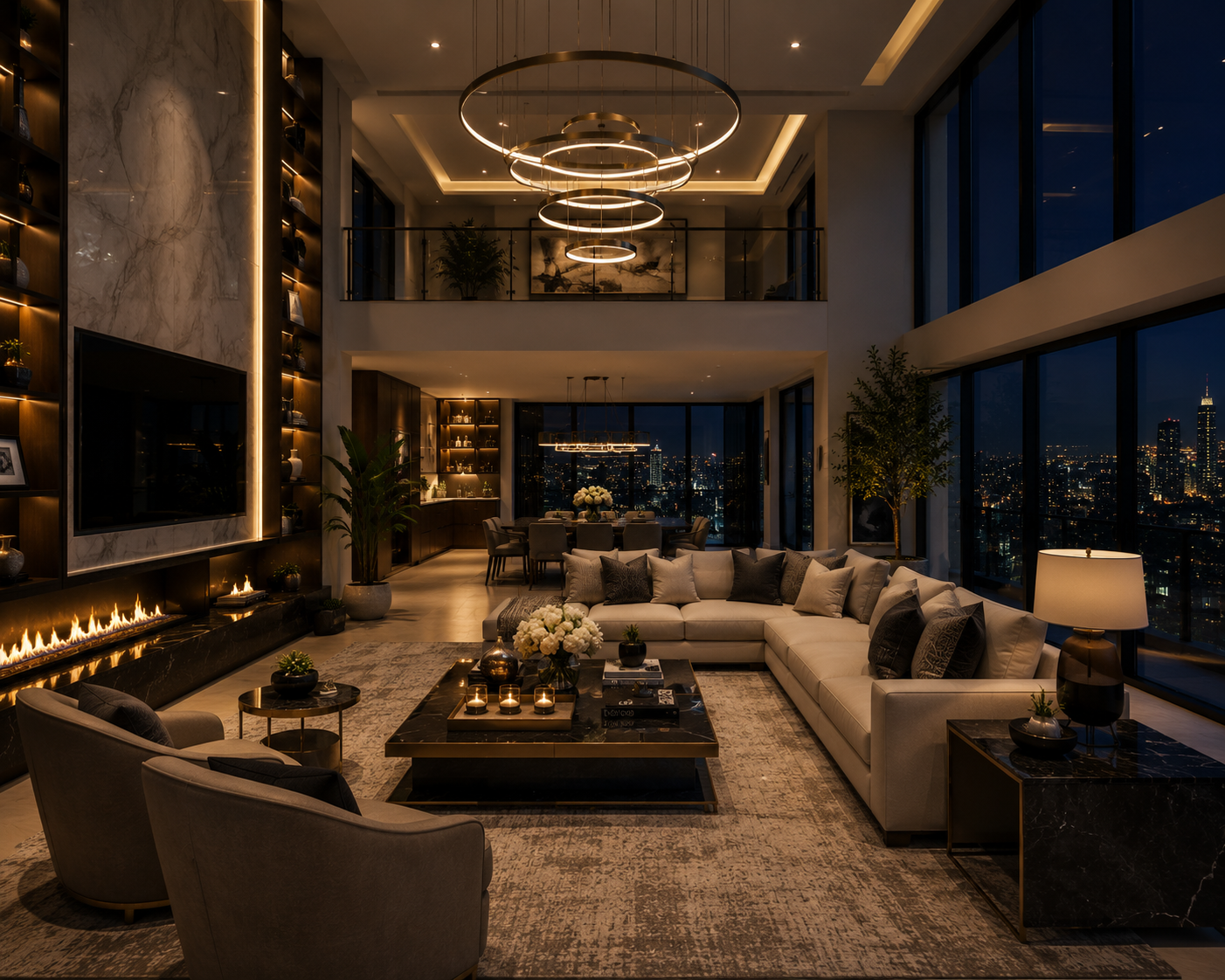 Luxury Living Room Interiors in Ramky One Harmony