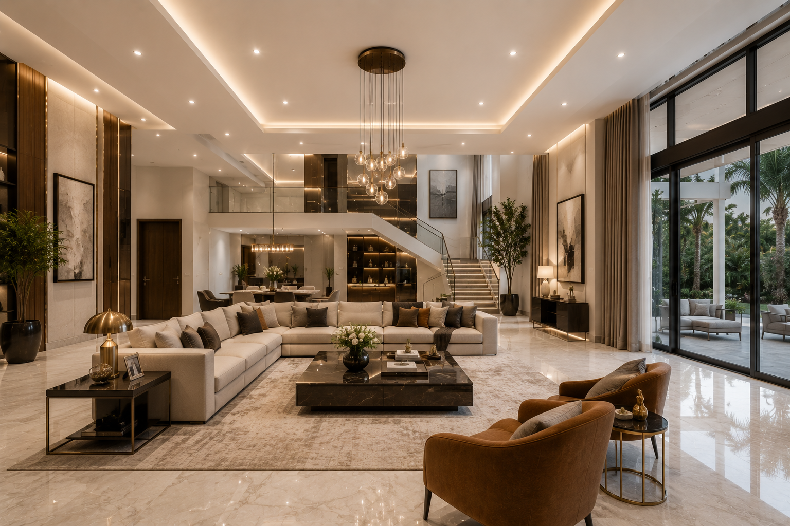 Luxury Living Room Interiors in Brigade Valencia