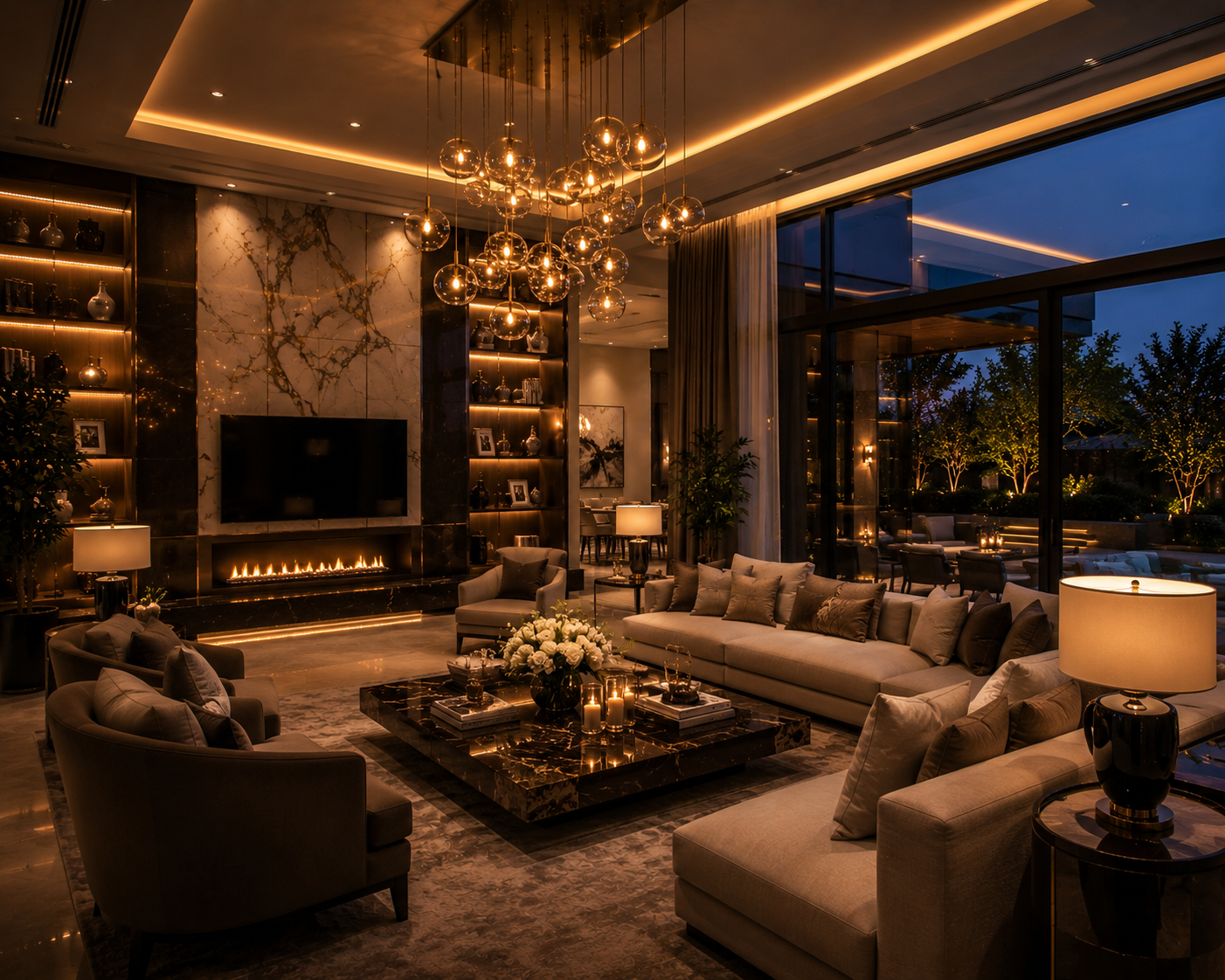 Luxury Living Room Interiors in Keerthi Sanctuary