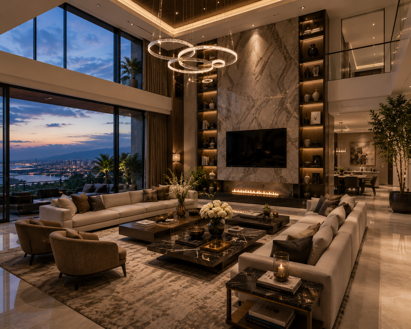 Luxury Living Room Interiors in Vamsiram Jyothi Valencia