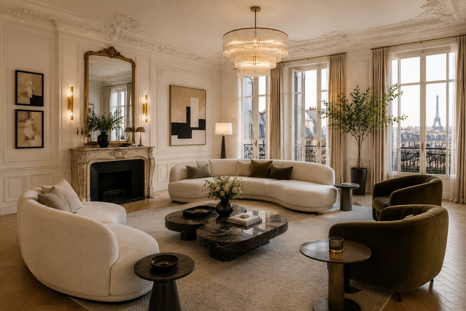 Luxury Living Room Interiors in Vamsiram The Niche