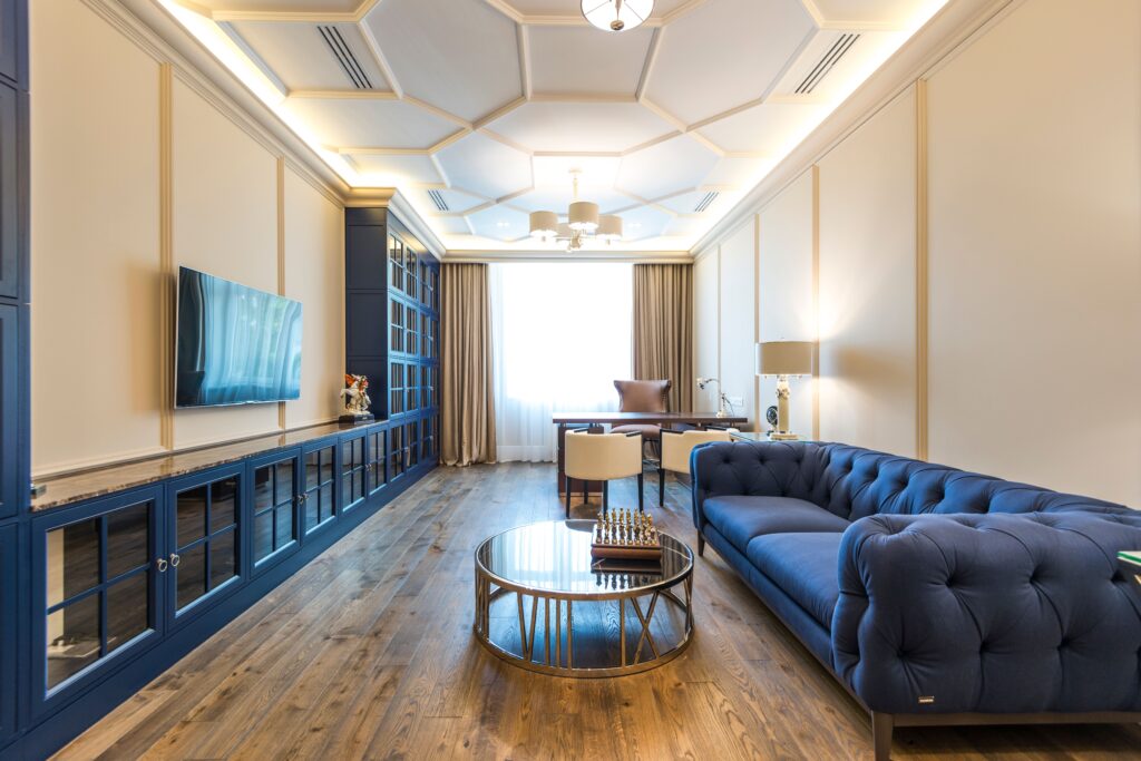 Luxury Living room interior designers in Rajapushpa Atria